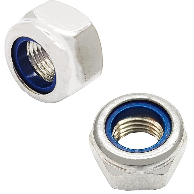 DGZ 5 Pcs M12 x 1.25mm Metric Fine Thread Nylon Insert Lock Nuts, 304 Stainless Steel Non-Slip Self-Locking Nut - Image 1